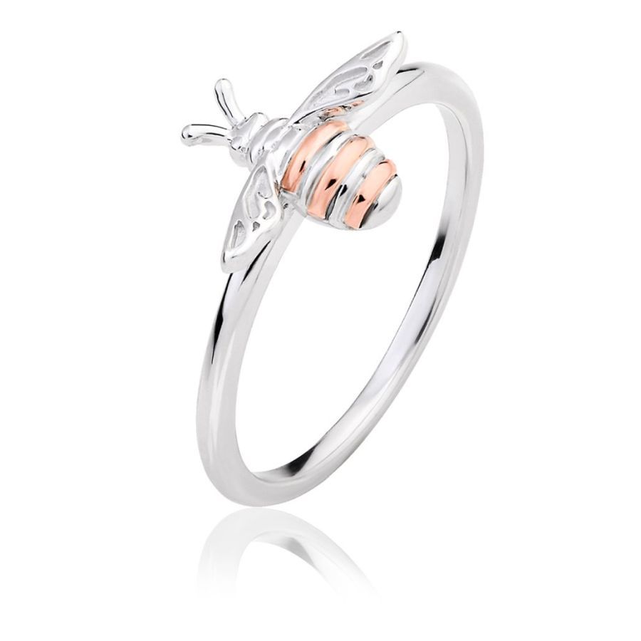 Clogau-Silver and 9ct Rose Gold Honey Bee Ring-Dipples Jewellers