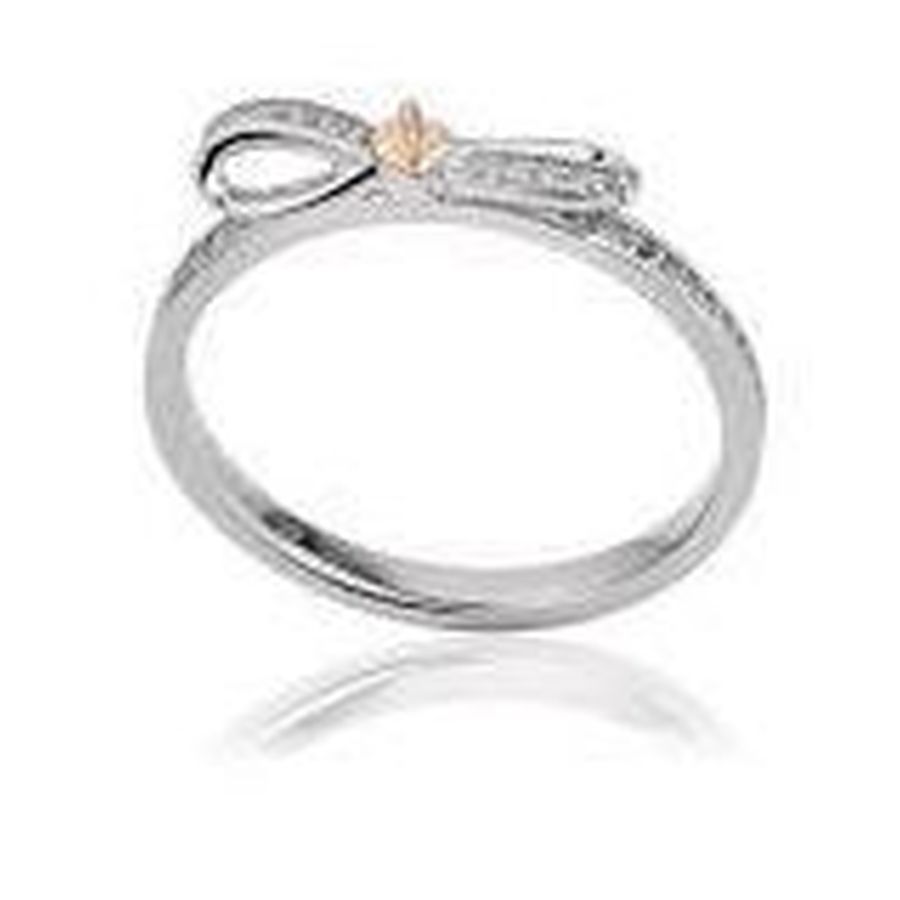Clogau-Silver and 9ct Rose Gold Tree of Life Bow Ring-Dipples Jewellers