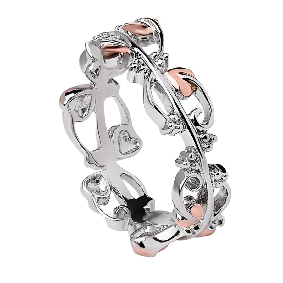 Clogau-Silver and 9ct Rose Gold Tree of Life Ring-Dipples Jewellers