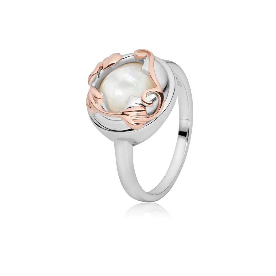Clogau-Silver and 9ct Rose Gold Tudor Court MOP Ring-Dipples Jewellers