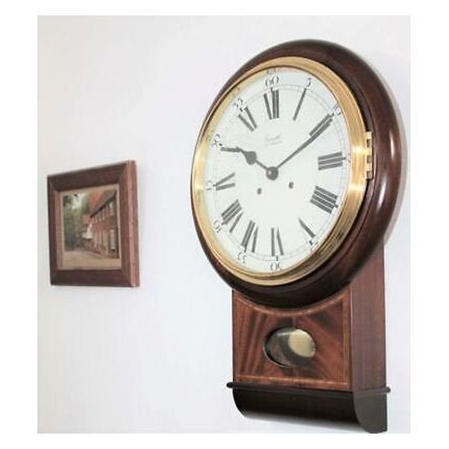 Comitti-Inlaid Mahogany 10" Dial Mechanical Wall Clock-Dipples Jewellers