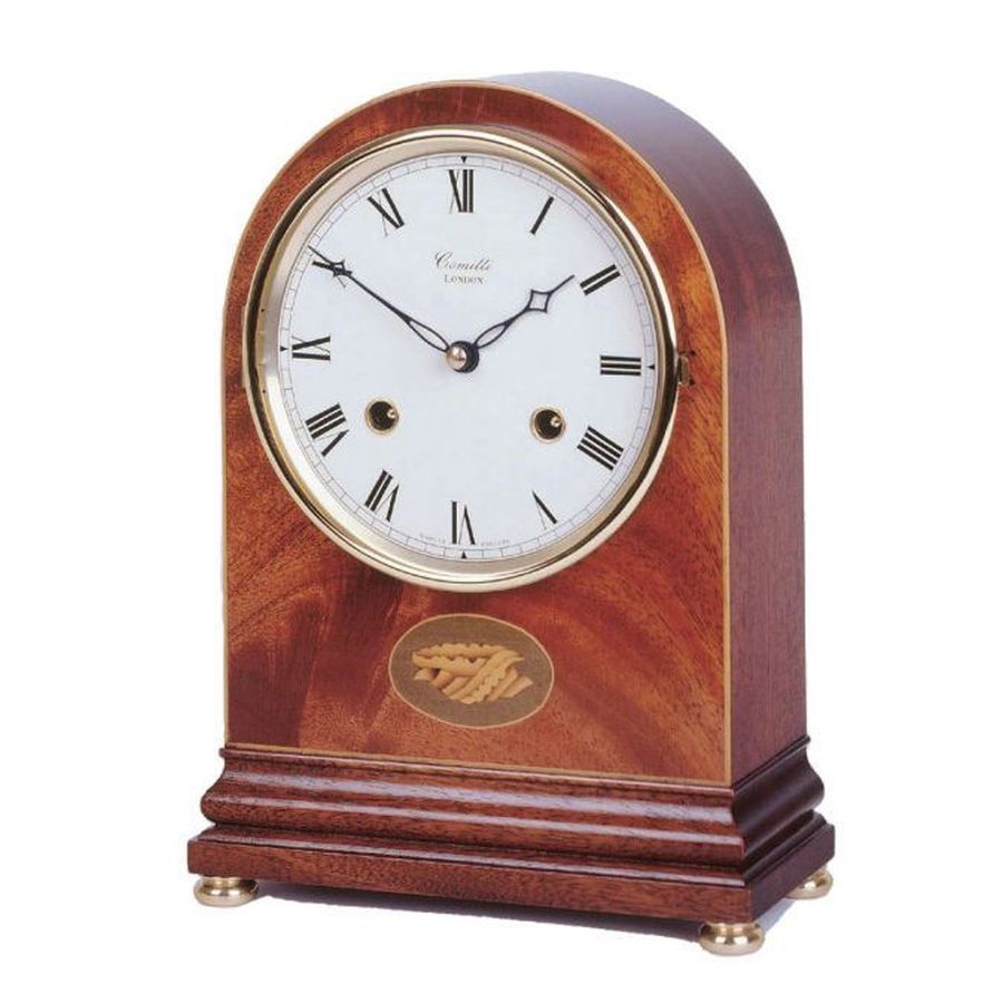 Comitti-Inlaid Mahogany Arch Top Mechanical Mantle Clock-Dipples Jewellers