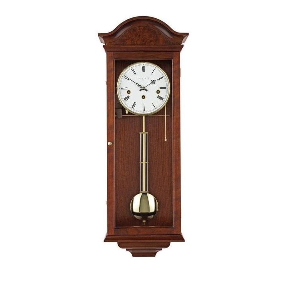 Comitti-Mahogany Serpentine Regulator Chime Wall Clock-Dipples Jewellers