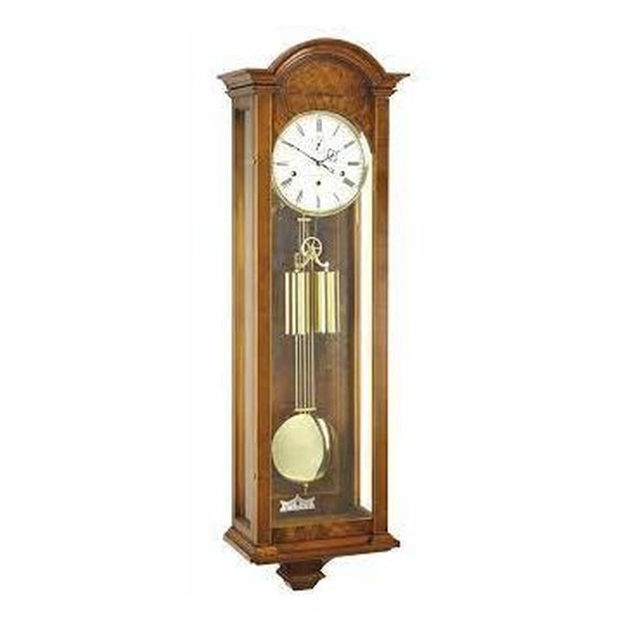 Comitti-Walnut Regulator Chime Wall Clock-Dipples Jewellers