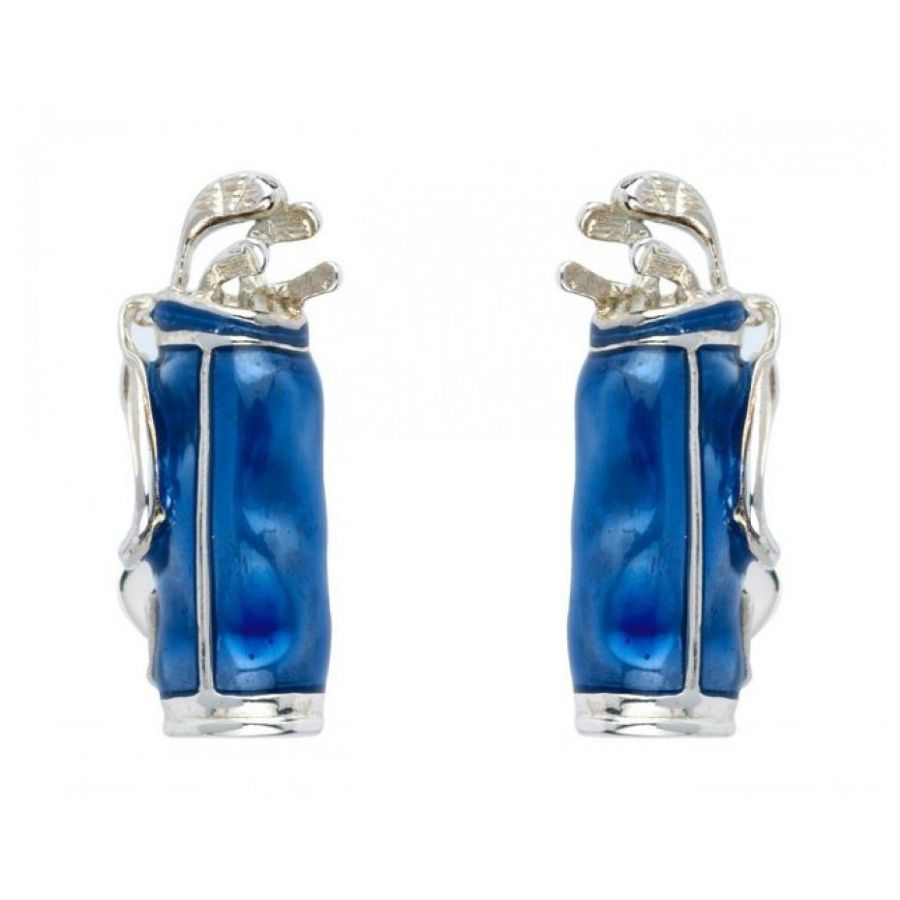 Deakin & Francis-Silver & Blue Enamel Golf Bag Cufflinks-Dipples Jewellers