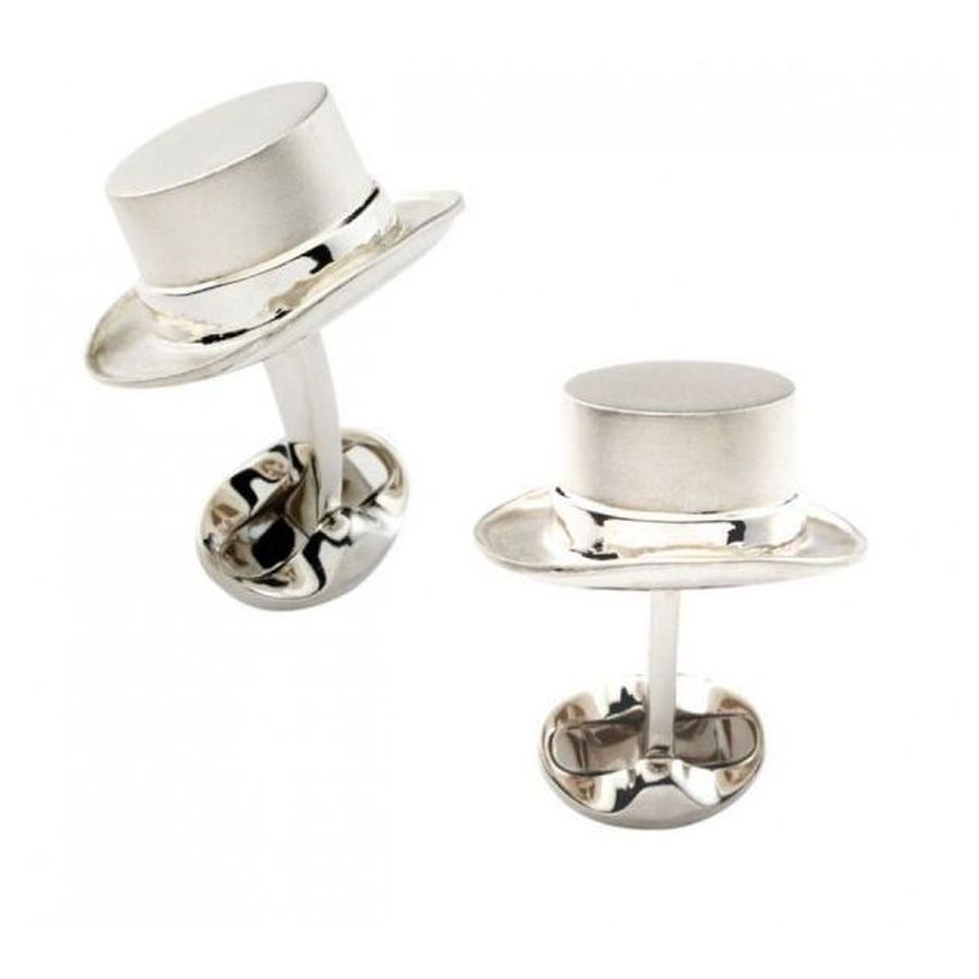 Deakin & Francis-Silver Top Hat Cufflinks-Dipples Jewellers