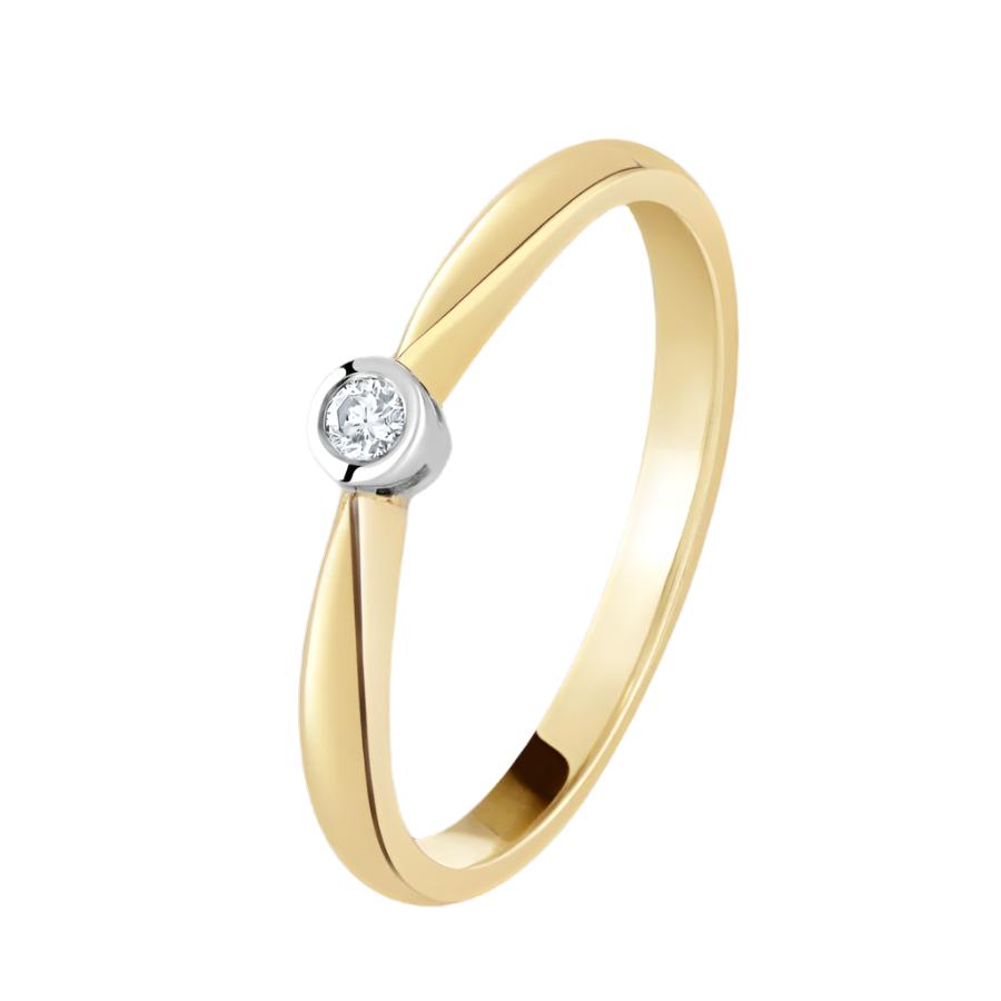 Dipples-0.04ct Round Brilliant Cut Diamond Rubover Set Solitaire 18ct Yellow Gold Ring-Dipples Jewellers
