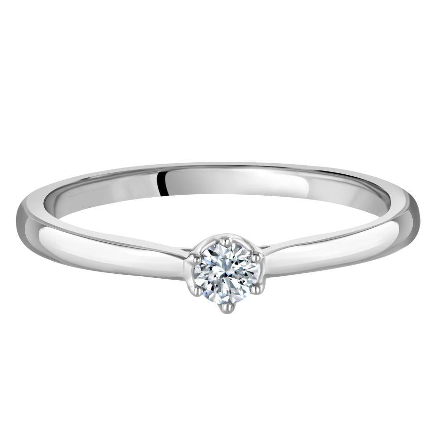 Dipples-0.10ct Round Brilliant Cut Diamond Solitaire 18ct White Gold Ring-Dipples Jewellers
