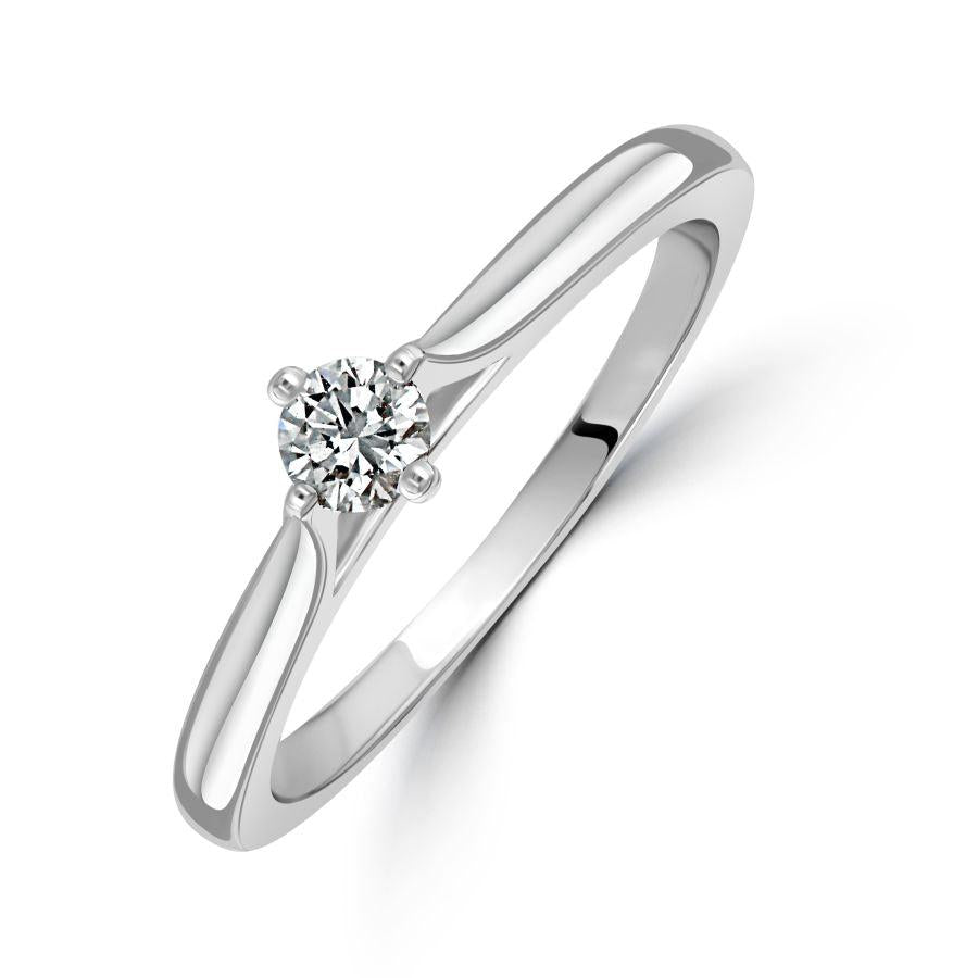 Dipples-0.15ct Round Brilliant Cut Diamond Solitaire 18ct White Gold Ring-Dipples Jewellers