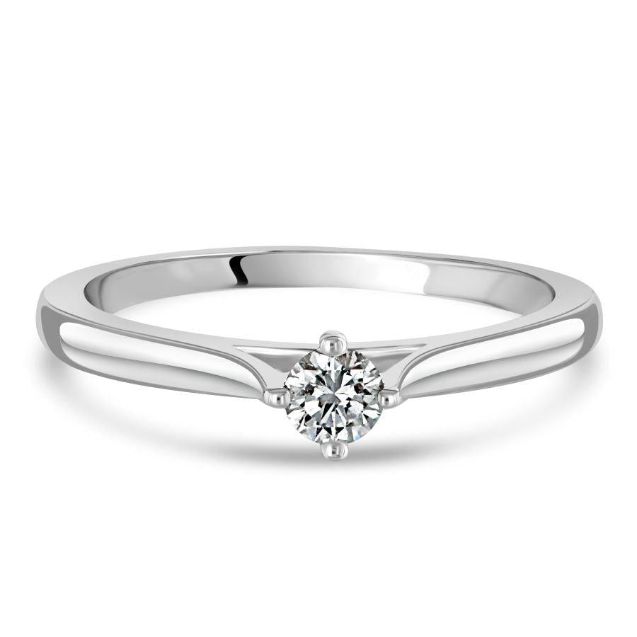 Dipples-0.15ct Round Brilliant Cut Diamond Solitaire 18ct White Gold Ring-Dipples Jewellers