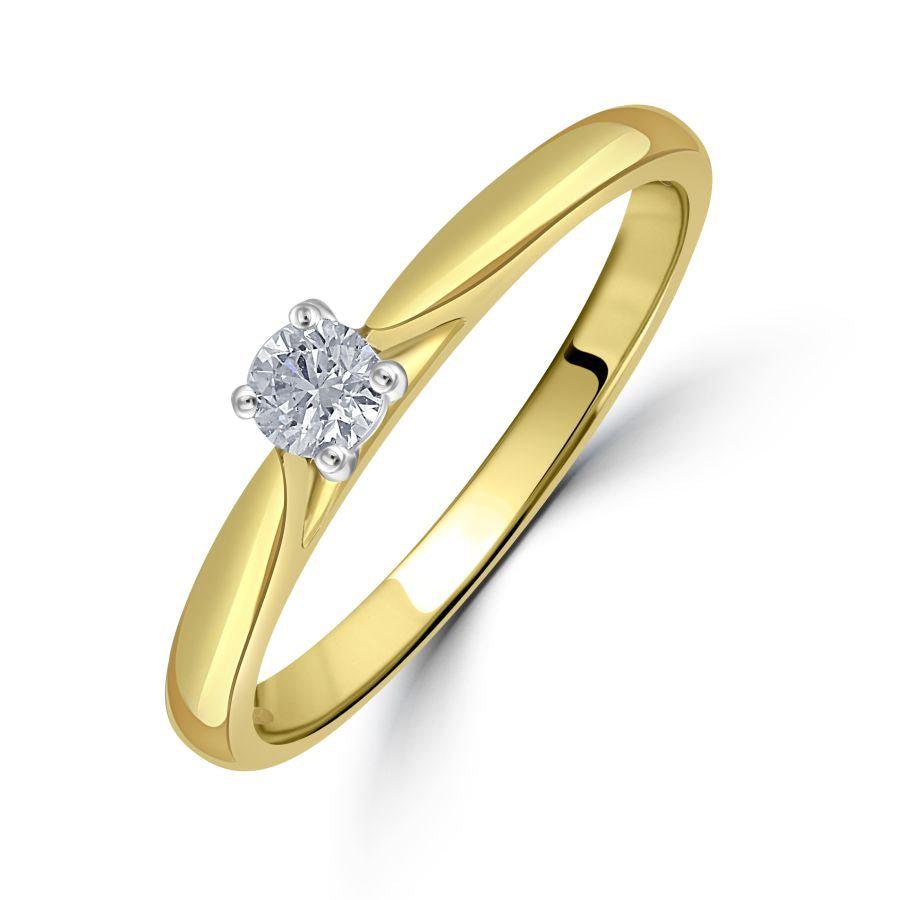 Dipples-0.15ct Round Brilliant Cut Diamond Solitaire 18ct Yellow Gold Ring-Dipples Jewellers