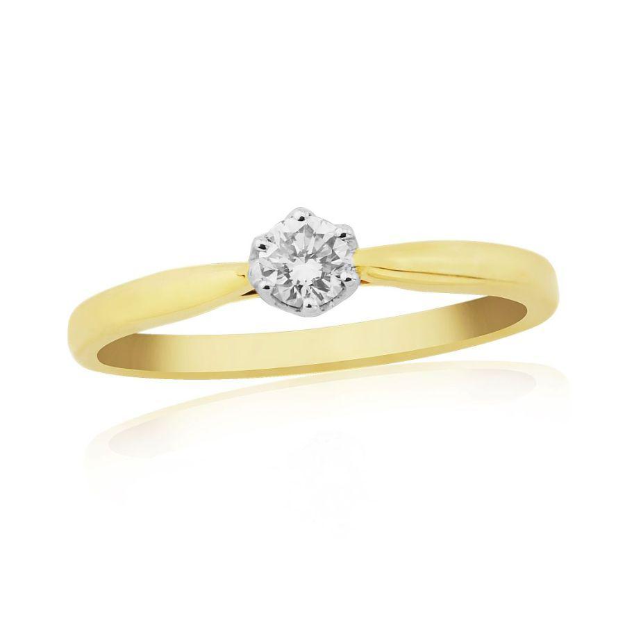 Dipples-0.15ct Round Brilliant Cut Diamond Solitaire 9ct Yellow Gold Ring-Dipples Jewellers