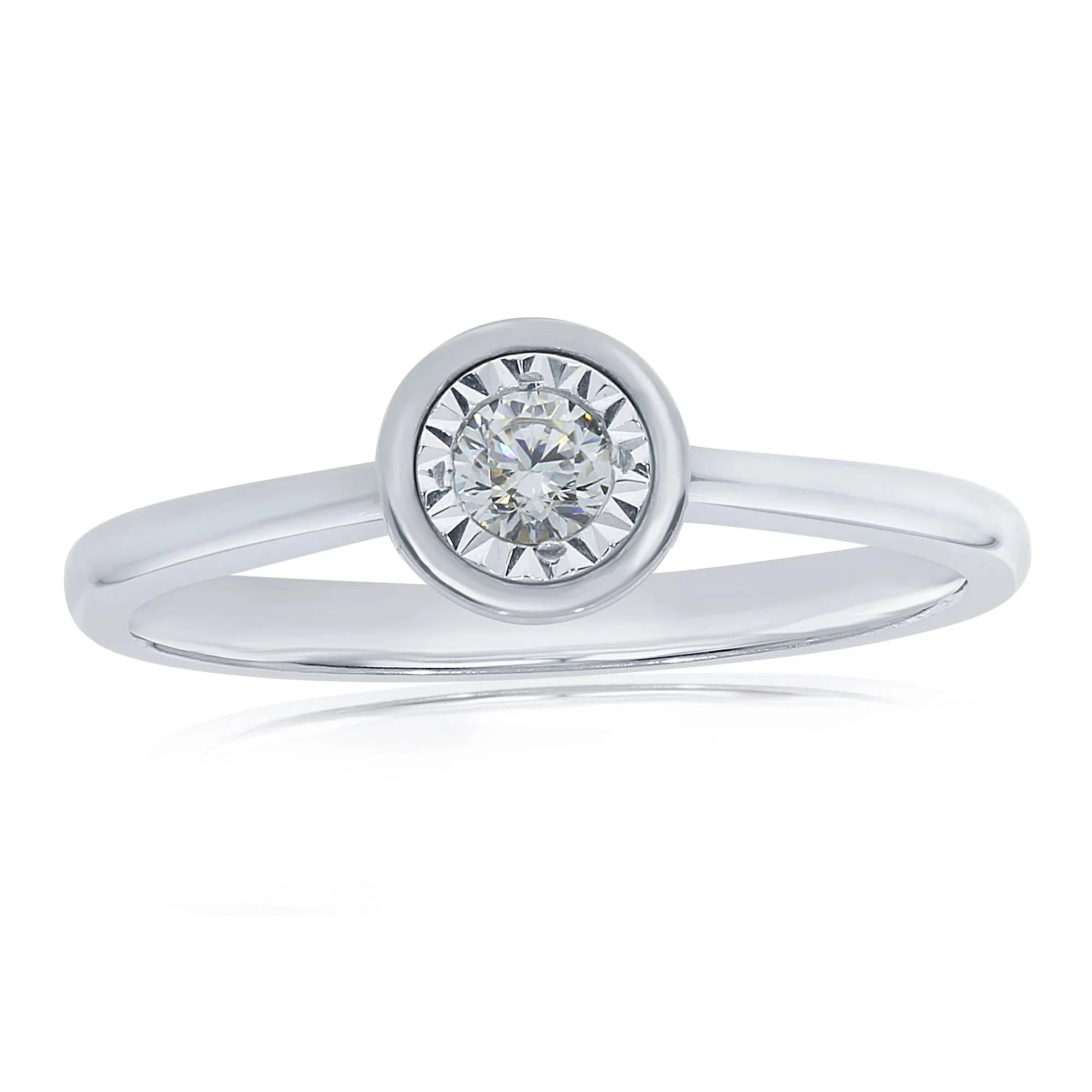 Dipples-0.17ct Illusion Set Round Brilliant Cut Diamond Solitaire 9ct White Gold Ring-Dipples Jewellers