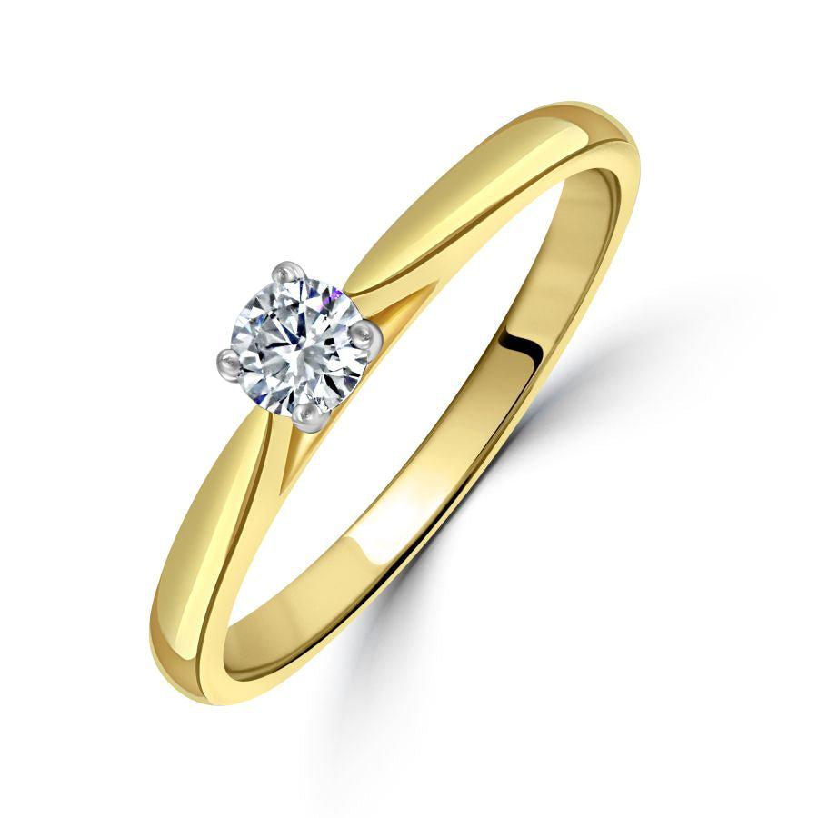 Dipples-0.20ct Round Brilliant Cut Diamond Solitaire 18ct Yellow Gold Ring-Dipples Jewellers