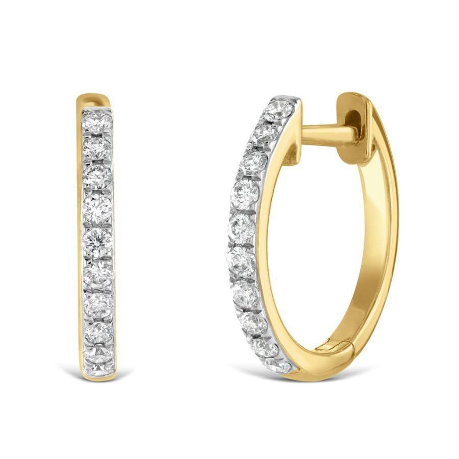 Dipples-0.22ct Round Brilliant Cut Diamond 18ct Yellow Gold Hinged Hoop Earrings-Dipples Jewellers