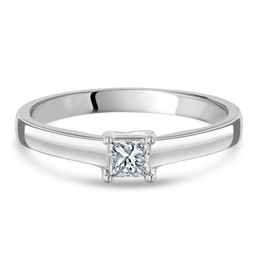 Dipples-0.25ct Princess Cut Diamond Solitaire 18ct White Gold Ring-Dipples Jewellers