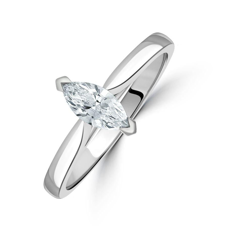 Dipples-0.40ct Marquise Cut Diamond Solitaire Platinum Ring-Dipples Jewellers