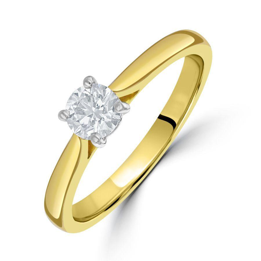 Dipples-0.40ct Round Brilliant Cut Diamond Solitaire 18ct Yellow Gold Ring-Dipples Jewellers