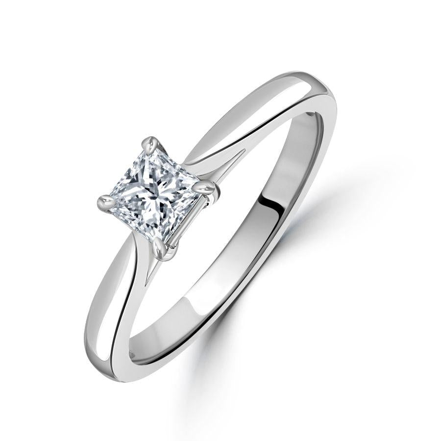 Dipples-0.41ct Diamond Princess Cut Solitaire Platinum Ring-Dipples Jewellers