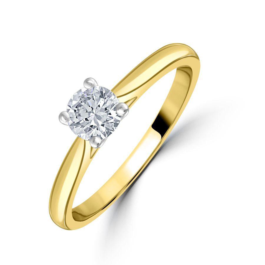 Dipples-0.42ct Round Brilliant Cut Diamond 18ct Yellow Gold Ring-Dipples Jewellers