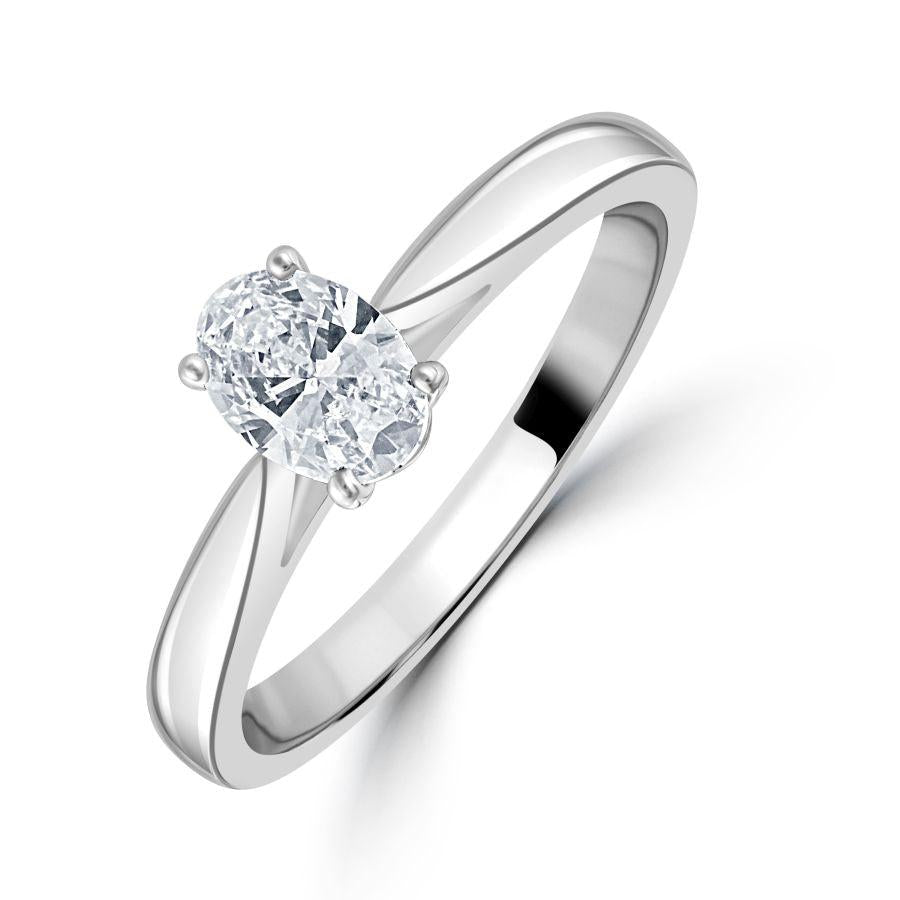 Dipples-0.50ct Oval Cut Diamond Solitaire Platinum Ring-Dipples Jewellers