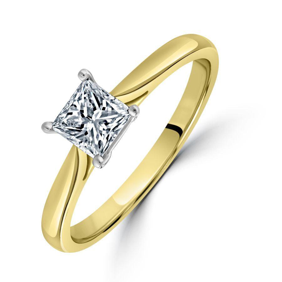 Dipples-0.50ct Princess Cut Diamond Solitaire 18ct Yellow Gold Ring-Dipples Jewellers