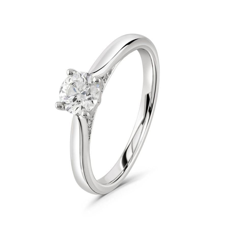 Dipples-0.51ct Round Brilliant Cut Diamond Solitaire 18ct White Gold Ring-Dipples Jewellers
