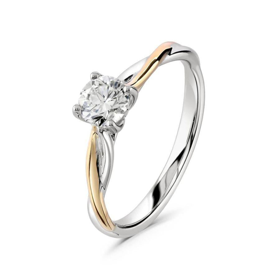 Dipples-0.51ct Round Brilliant Cut Diamond Solitaire 18ct White & Rose Gold Twist Ring-Dipples Jewellers