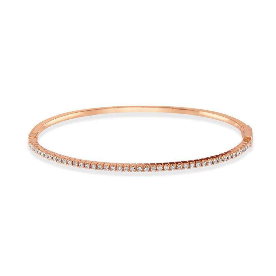 Dipples-0.59ct Claw Set Round Brilliant Cut Diamond 18ct Rose Gold Bangle-Dipples Jewellers