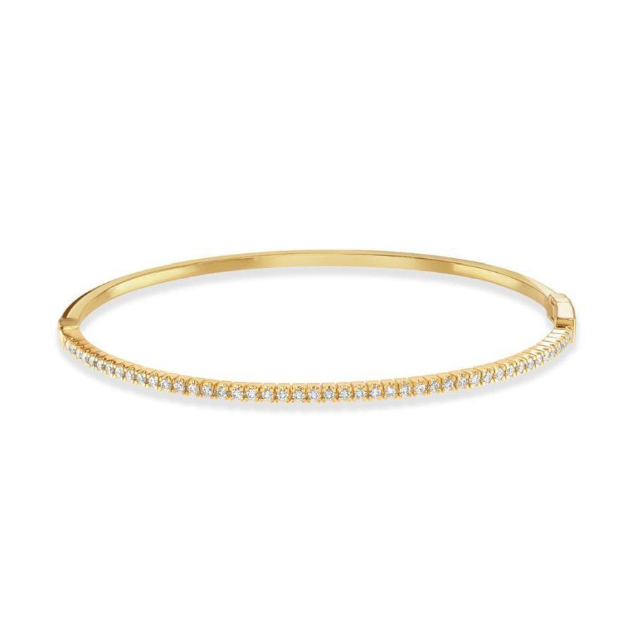 Dipples-0.59ct Claw Set Round Brilliant Cut Diamond 18ct Yellow Gold Hinged Bangle-Dipples Jewellers