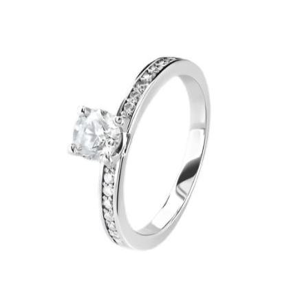 Dipples-0.60ct Round Brilliant Cut Diamond Solitaire 18ct White Gold Ring with Diamond Shoulders-Dipples Jewellers