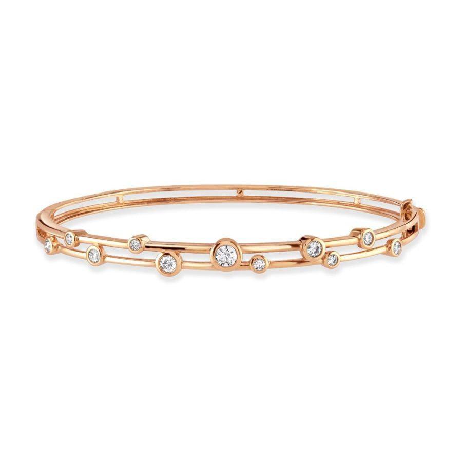 Dipples-0.65ct Round Brilliant Cut Diamond Bubble 18ct Rose Gold Hinged Bangle-Dipples Jewellers