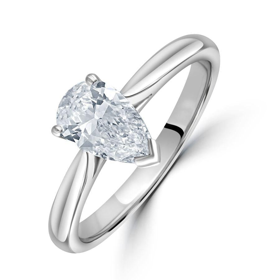 Dipples-0.71ct Diamond Pear Cut Solitaire Platinum Ring-Dipples Jewellers