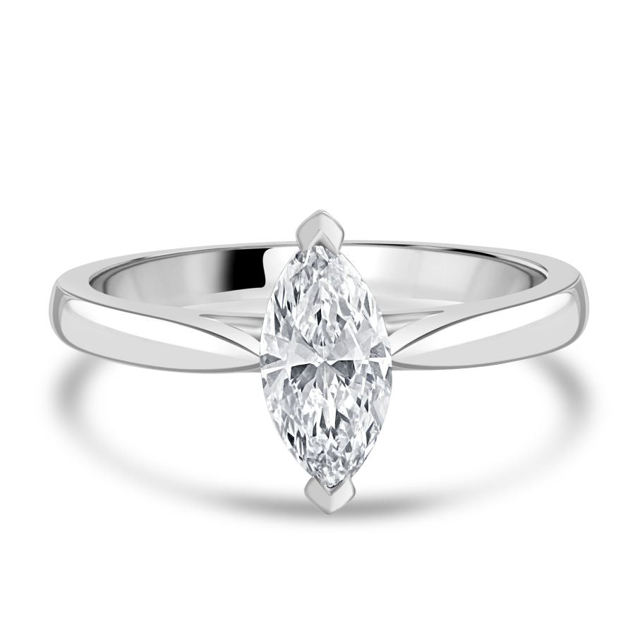Dipples-0.71ct Marquise Cut Diamond Solitaire Platinum Ring-Dipples Jewellers