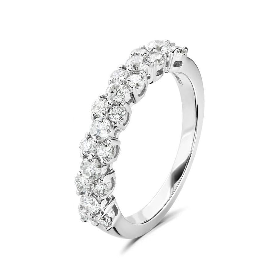 Dipples-0.75ct Round Brilliant Cut Diamond 3-Row Claw Set 18ct White Gold Half Eternity Ring-Dipples Jewellers