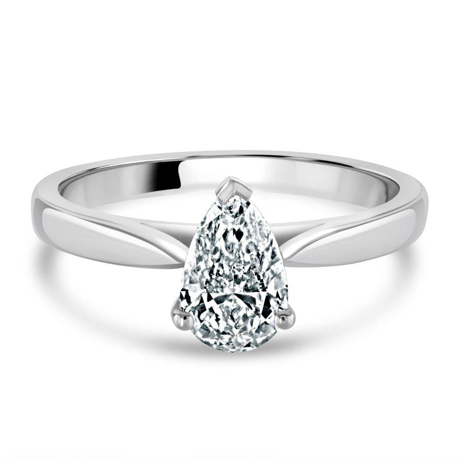 Dipples-0.80ct Diamond Pear Cut Solitaire Platinum Ring-Dipples Jewellers