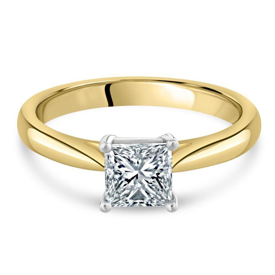 Dipples-0.80ct Princess Cut Diamond Solitaire 18ct Yellow Gold Ring-Dipples Jewellers