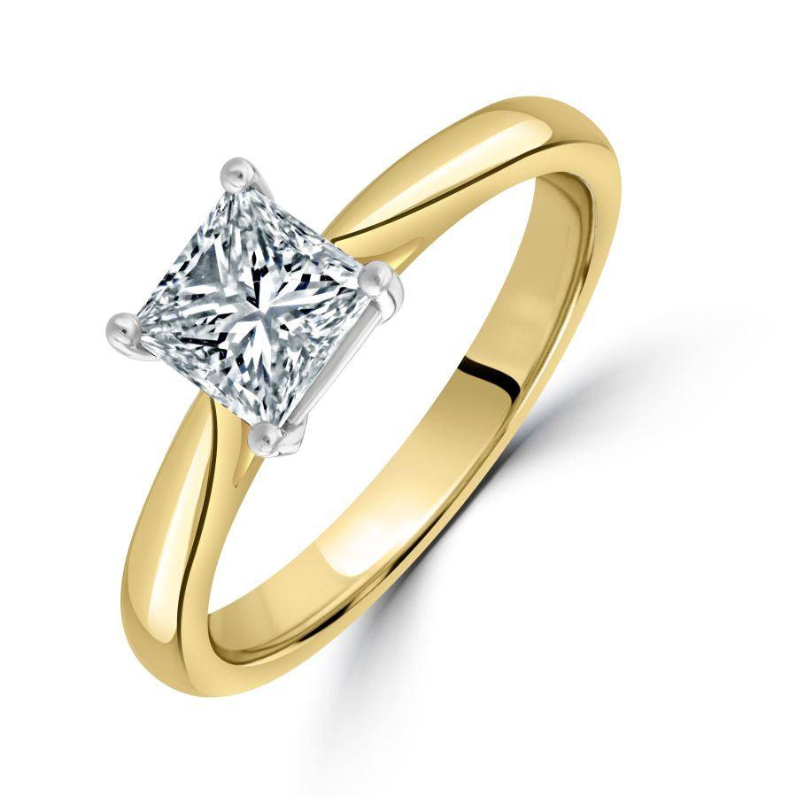 Dipples-0.80ct Princess Cut Diamond Solitaire 18ct Yellow Gold Ring-Dipples Jewellers