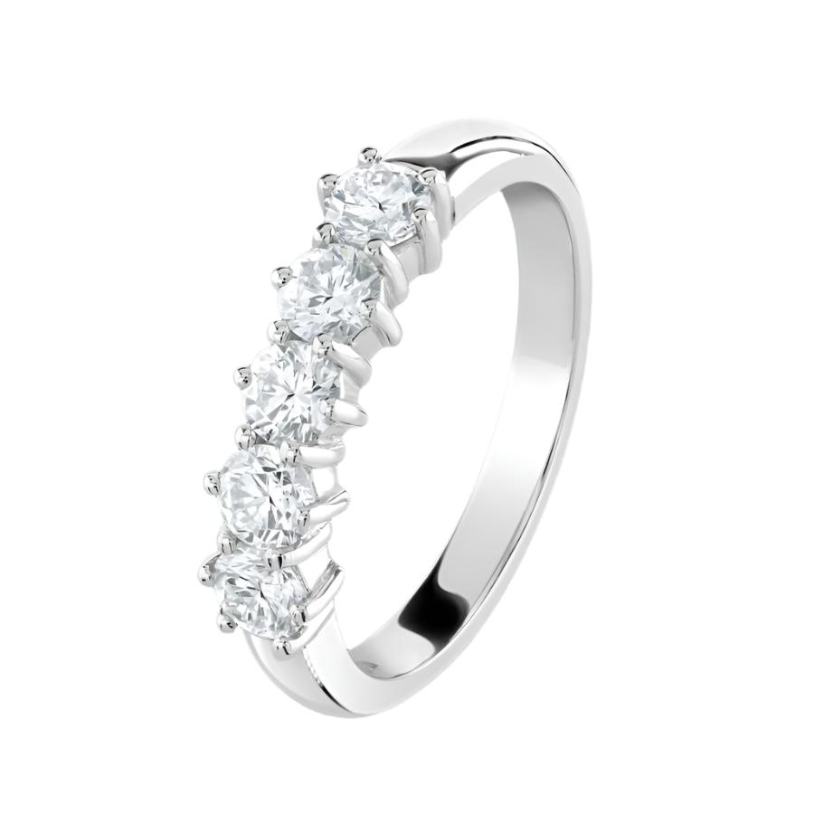 Dipples-0.80ct Round Brilliant Cut Diamond 5-Stone Claw Set Platinum Half Eternity Ring-Dipples Jewellers