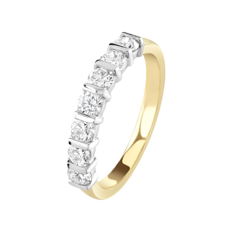 Dipples-0.83ct Round Brilliant Cut Diamond 7-Stone Bar Set 18ct Yellow Gold Eternity Ring-Dipples Jewellers