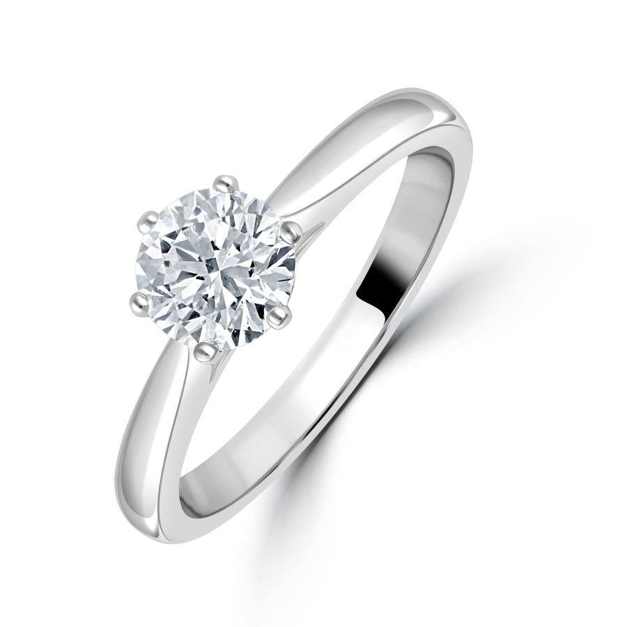 Dipples-0.90ct Round Brilliant Cut Diamond Solitaire Platinum Ring-Dipples Jewellers