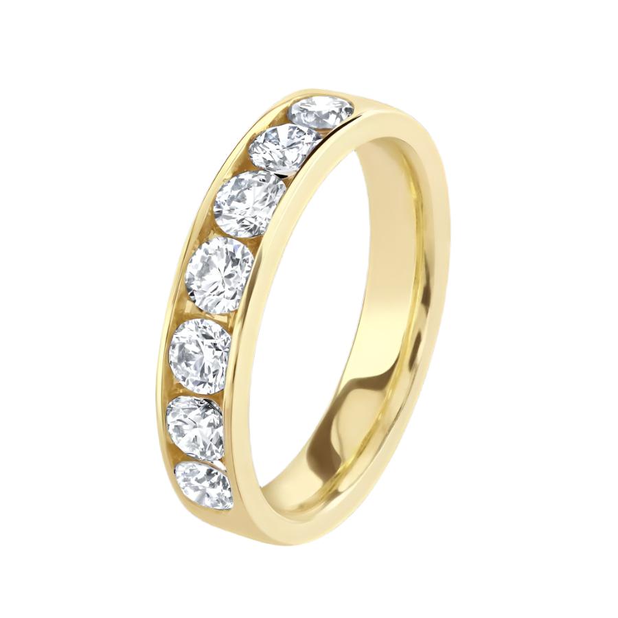 Dipples-1.00ct Channel Set Round Brilliant Cut Diamond 18ct Yellow Gold Half Eternity Ring-Dipples Jewellers