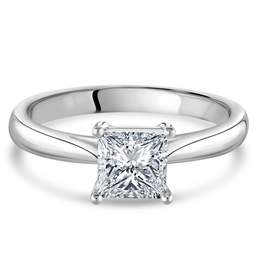 Dipples-1.00ct Princess Cut Diamond Solitaire Platinum Ring-Dipples Jewellers