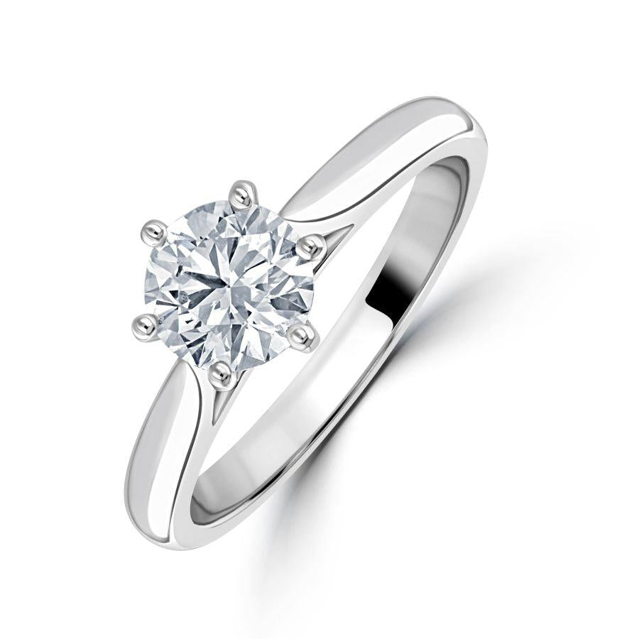 Dipples-1.00ct Round Brilliant Cut Diamond Solitaire Platinum Ring-Dipples Jewellers
