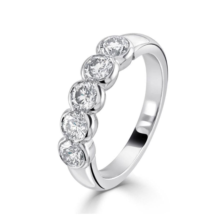Dipples-1.03ct Rubover Set Round Brilliant Cut Diamond 5-Stone Platinum Eternity Ring-Dipples Jewellers