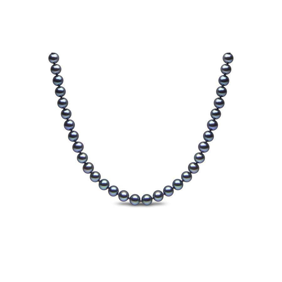 Dipples-16" 7.0-7.5mm Black Cultured Freshwater Pearl Necklace with 9ct White Gold Ball Clasp-Dipples Jewellers