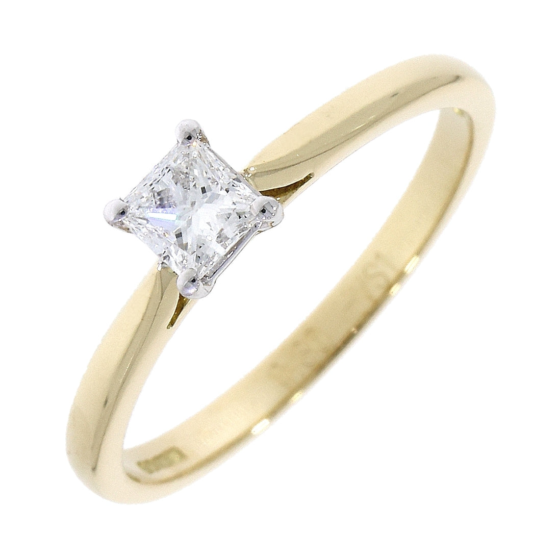 Dipples-18ct Gold yellow gold princess cut Diamond soliatire 4 claw set ring-Dipples Jewellers