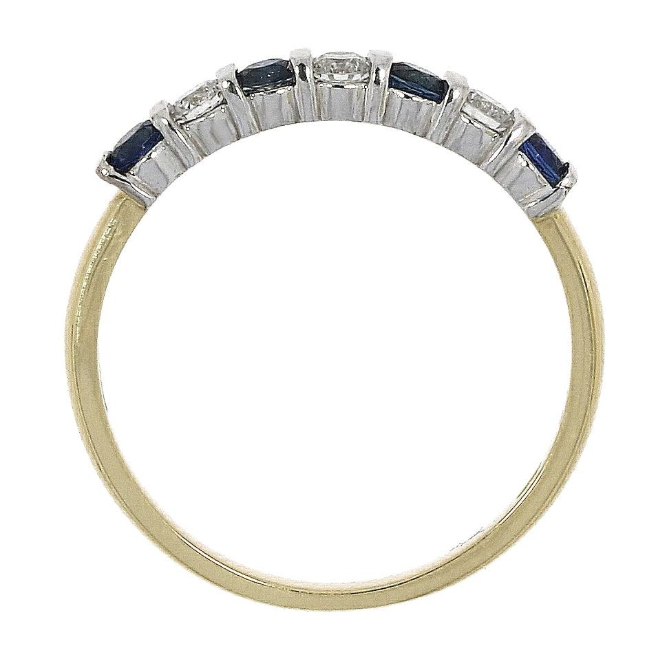 Dipples-18ct Gold yellow gold sapphire and diamond 7-stone bar set half eternity ring-Dipples Jewellers