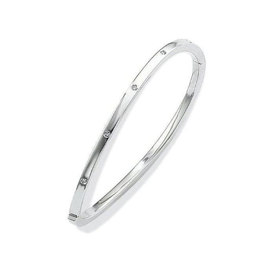 Dipples-18ct white gold 10 brilliant cut diamond set bangle-Dipples Jewellers
