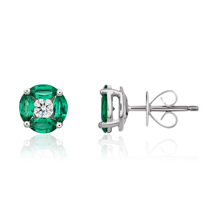 Dipples-18ct white gold 4 Marquise and 1 Brilliant cut diamond claw set stud earrings-Dipples Jewellers